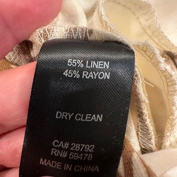 House of harlow tan cream linen blend leaf print pants - Picture 4 of 4